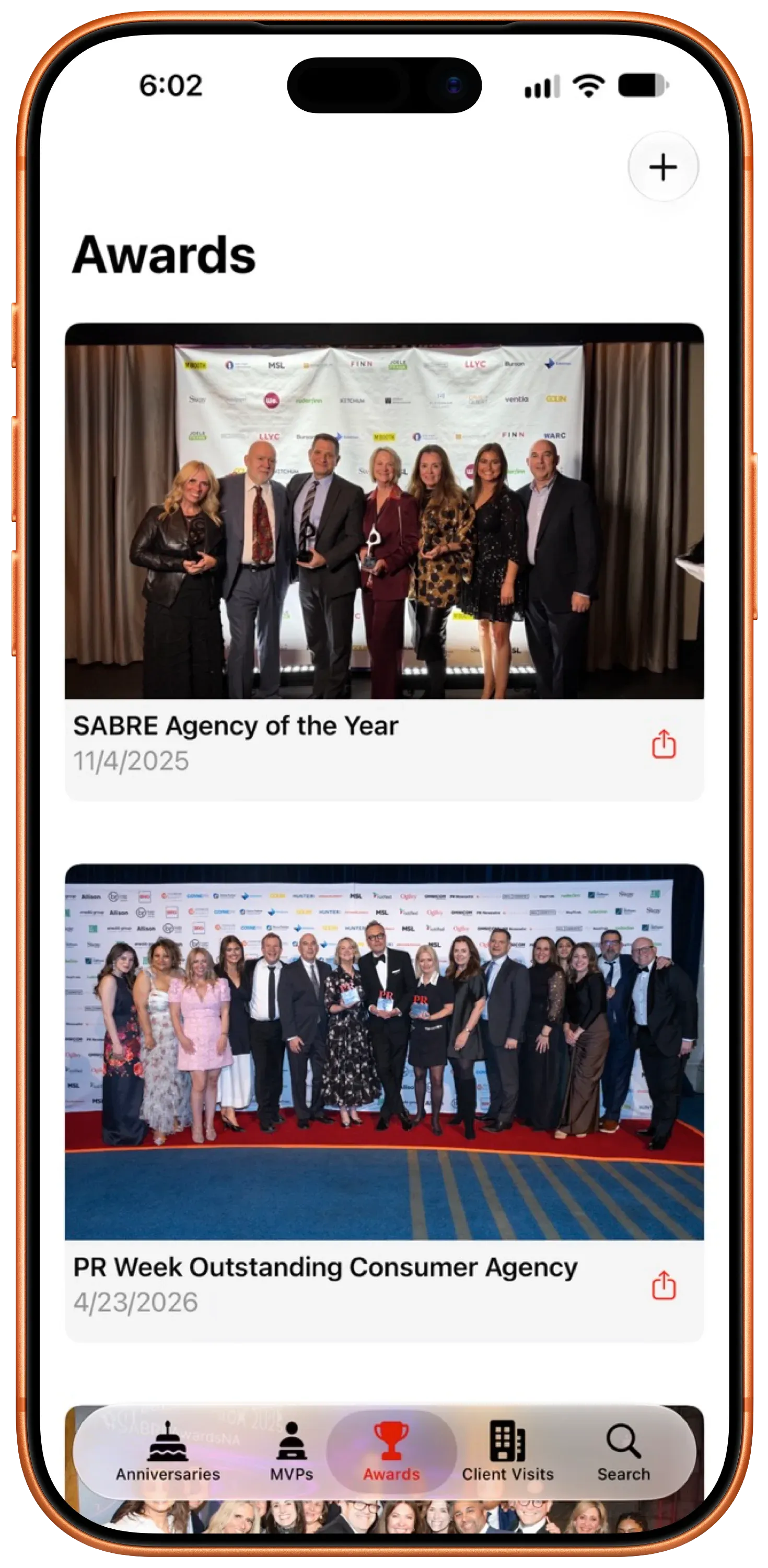 A gallery of exportable awards shown in Showcased for iOS
